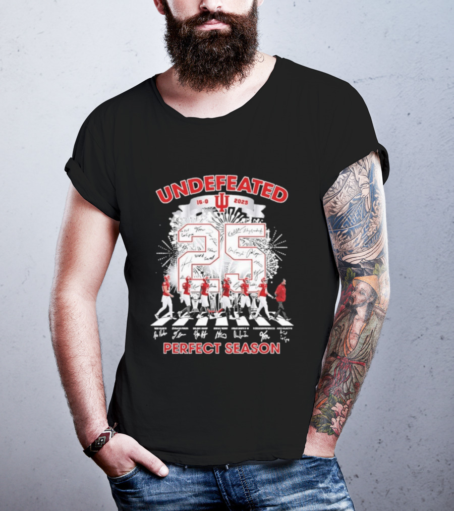 Undefeated Indiana Hoosiers 16 0 Perfect Season 2025 Abbey Road Signatures T-Shirt