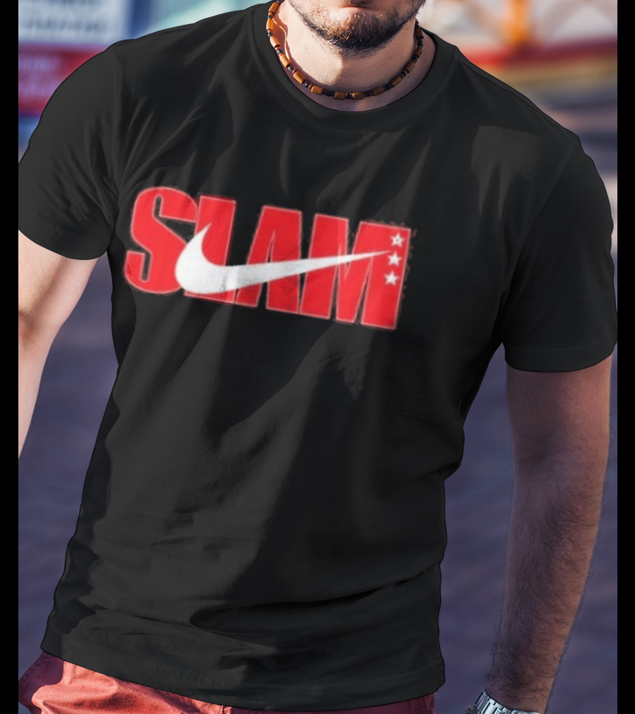SLAM Nike Red White Collaboration Swoosh Stars T-Shirt