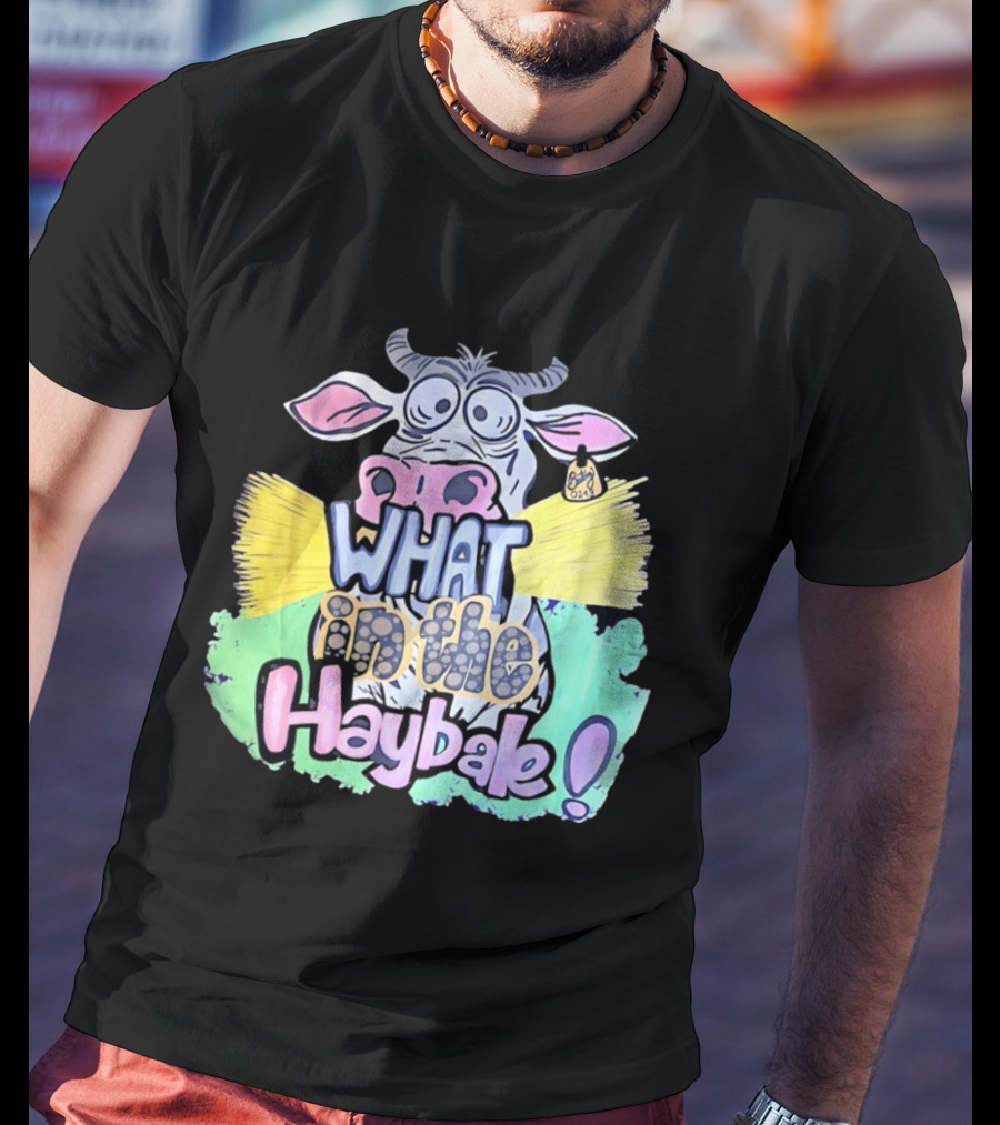 Funny Cow Cartoon What In The Haybale Expression T-Shirt