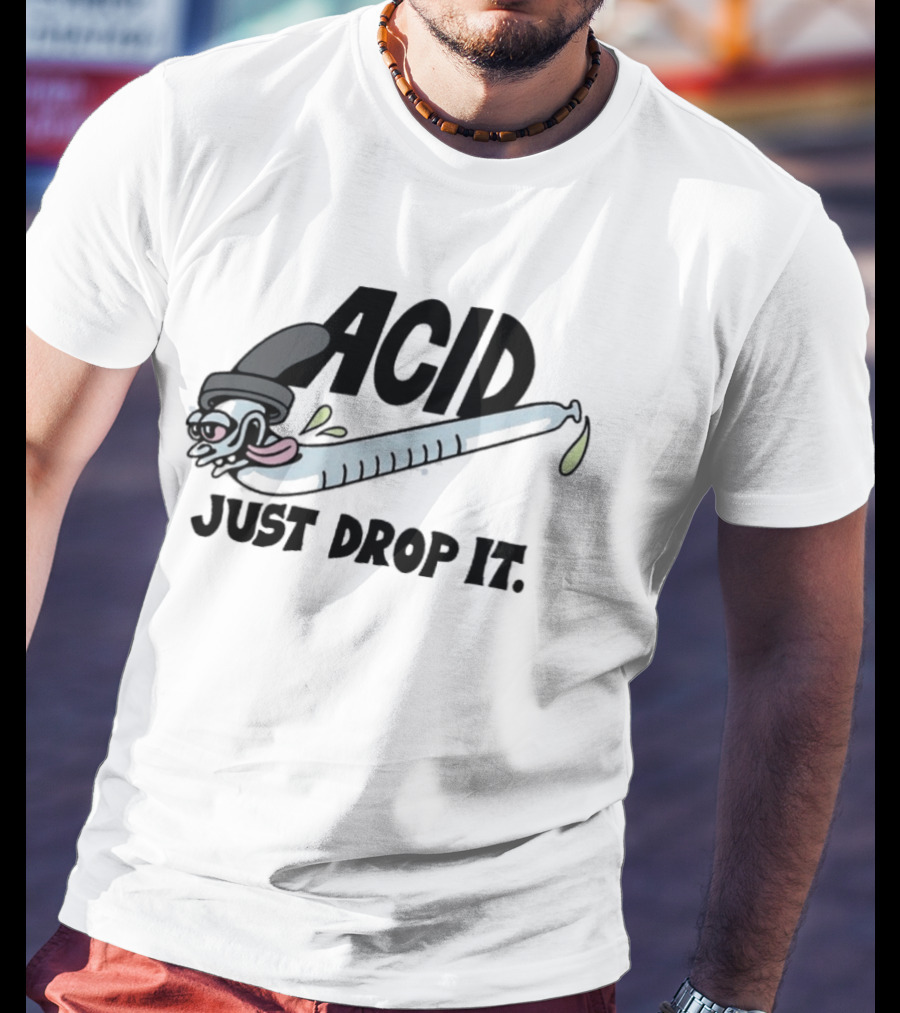 Acid Just Drop It Cartoon Worm T-Shirt