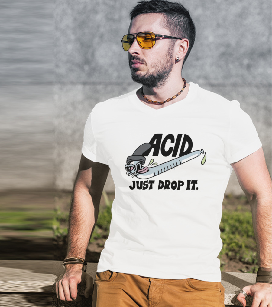 Acid Just Drop It Cartoon Worm T-Shirt