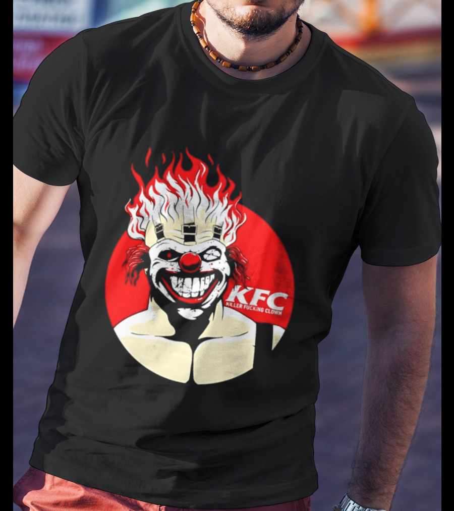 KFC Killer Clown Flaming Hair Grinning Face T-Shirt