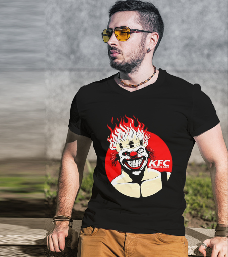 KFC Killer Clown Flaming Hair Grinning Face T-Shirt