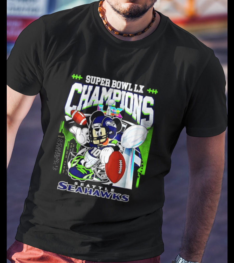 Super Bowl XLVIII Champions Mickey Mouse Seattle Seahawks T-Shirt