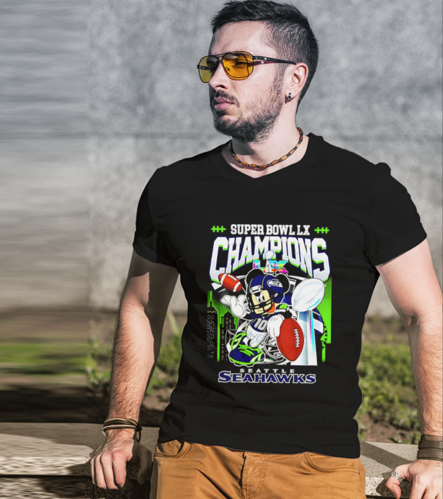 Super Bowl XLVIII Champions Mickey Mouse Seattle Seahawks T-Shirt