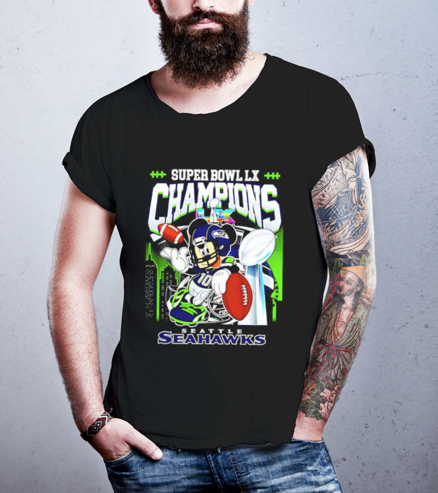 Super Bowl XLVIII Champions Mickey Mouse Seattle Seahawks T-Shirt