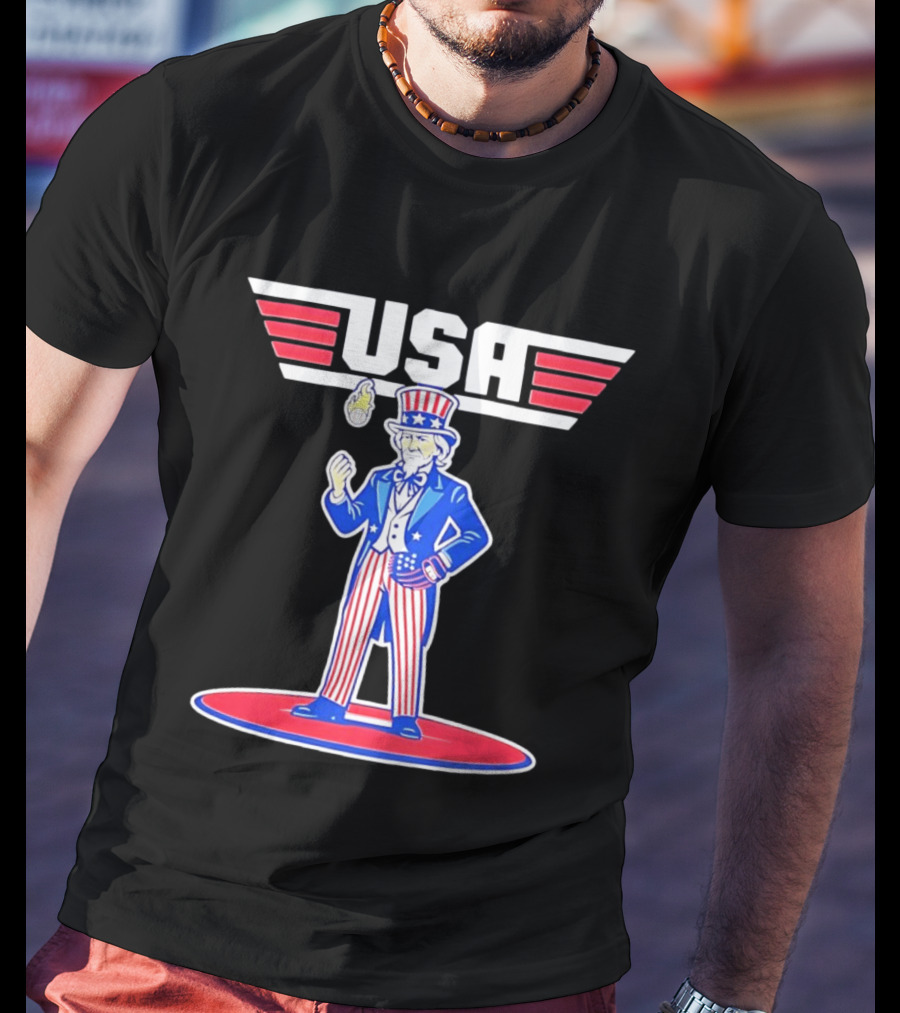Uncle Sam USA Baseball Ace Patriotic Sports T-Shirt