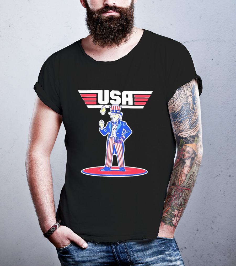 Uncle Sam USA Baseball Ace Patriotic Sports T-Shirt