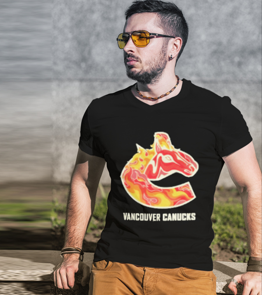 Vancouver Canucks Lunar New Year 2026 Horse Flaming T-Shirt