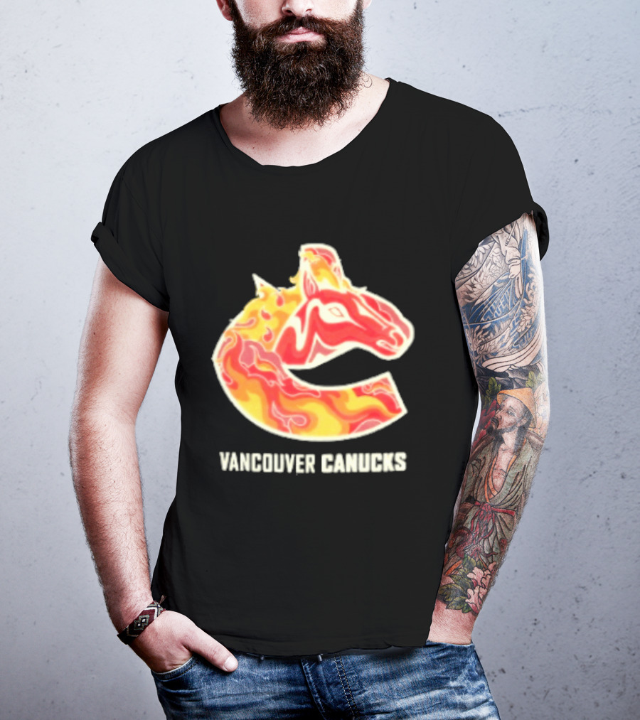 Vancouver Canucks Lunar New Year 2026 Horse Flaming T-Shirt
