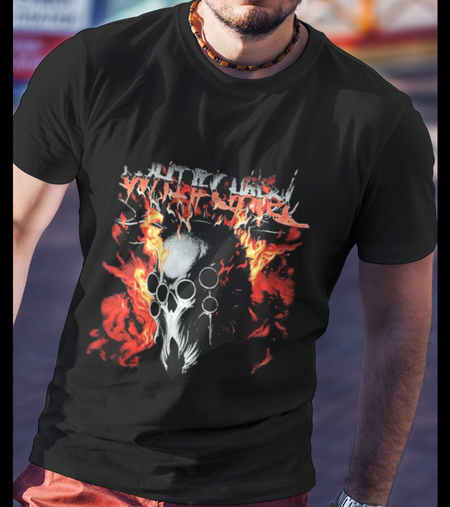 Whitechapel Inferno Skull Flames Grunge T-Shirt