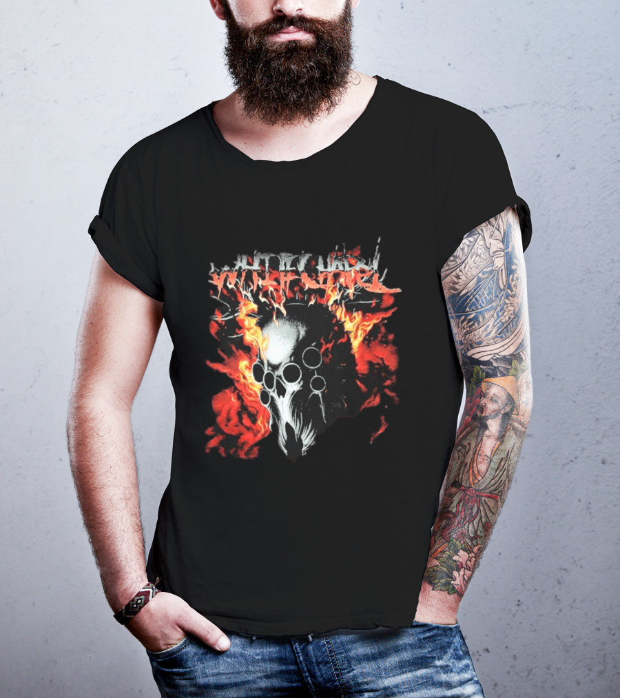 Whitechapel Inferno Skull Flames Grunge T-Shirt