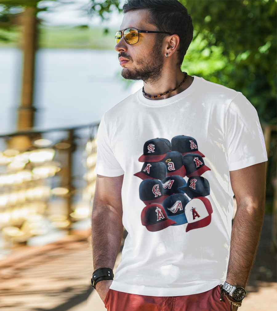 Stacked A Cap Collection With Angelic Halo And Stylized Wings T-Shirt