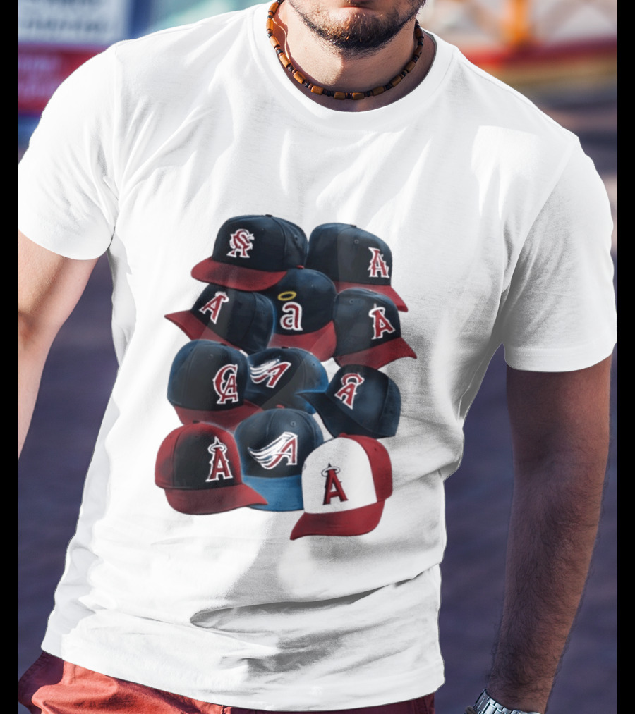 Stacked A Cap Collection With Angelic Halo And Stylized Wings T-Shirt