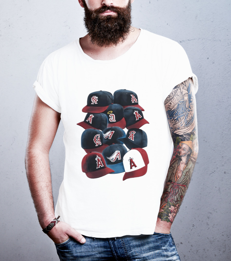 Stacked A Cap Collection With Angelic Halo And Stylized Wings T-Shirt