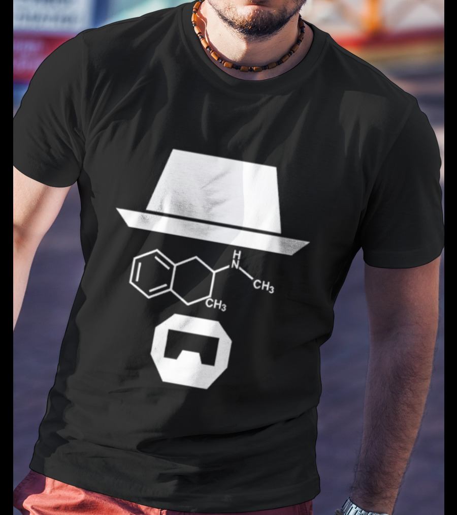 Heisenberg Hat And Methamphetamine Molecule Chemistry Breaking Bad T-Shirt