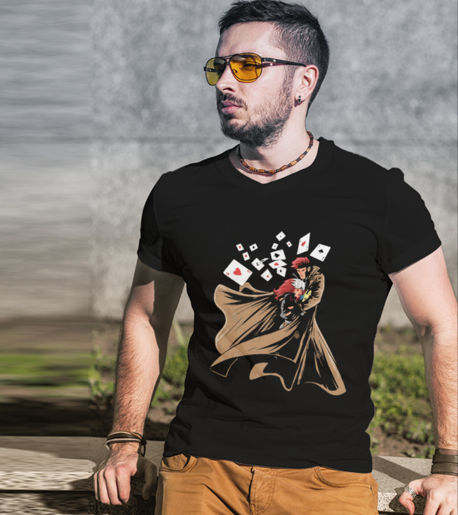 Mutant Love Rogue And Gambit Playing Cards Embrace T-Shirt