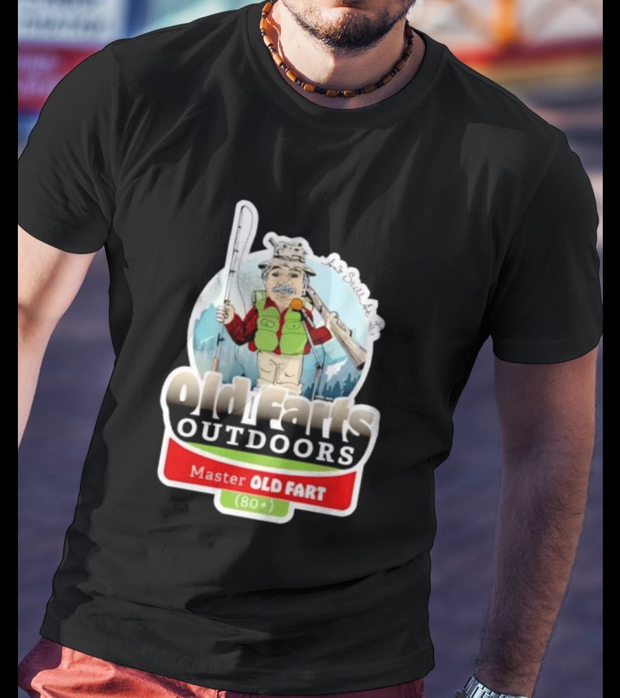 Old Farts Outdoors Master Old Fart 80 Plus Senior Fishing Adventure T-Shirt