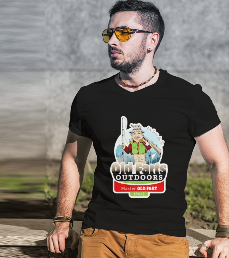 Old Farts Outdoors Master Old Fart 80 Plus Senior Fishing Adventure T-Shirt