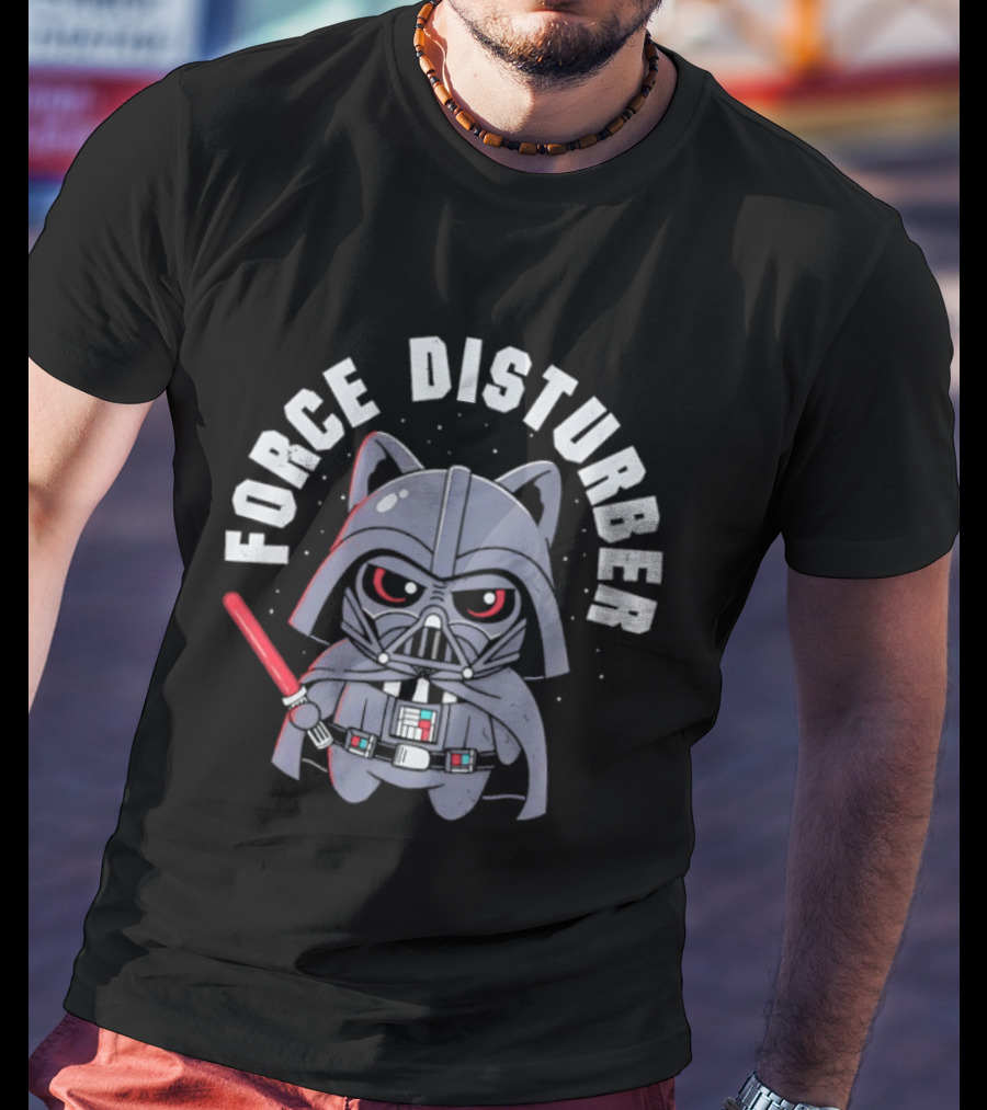 Force Disturber Cat In Darth Vader Costume With Lightsaber T-Shirt