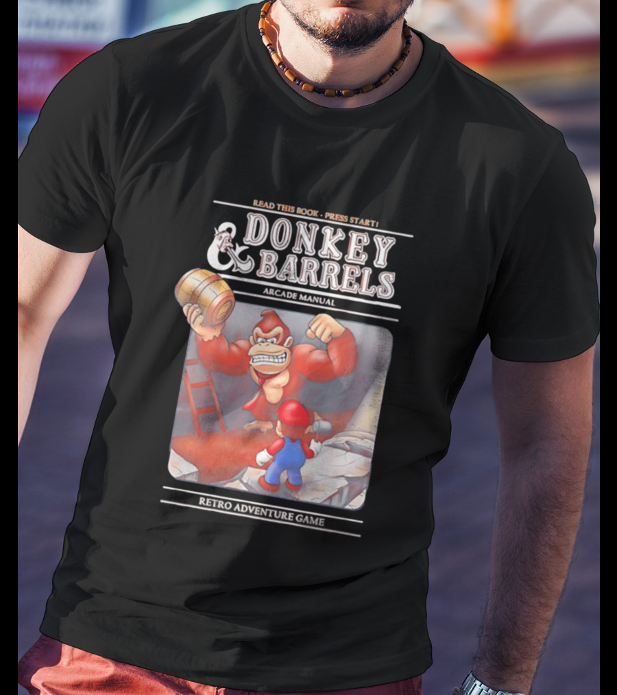 Read This Book Press Start Donkey And Barrels Arcade Manual Classic Video Game T-Shirt