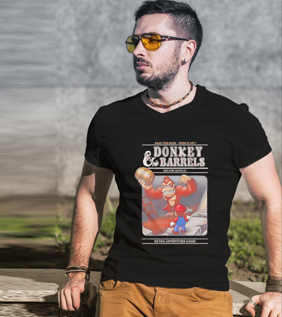 Read This Book Press Start Donkey And Barrels Arcade Manual Classic Video Game T-Shirt