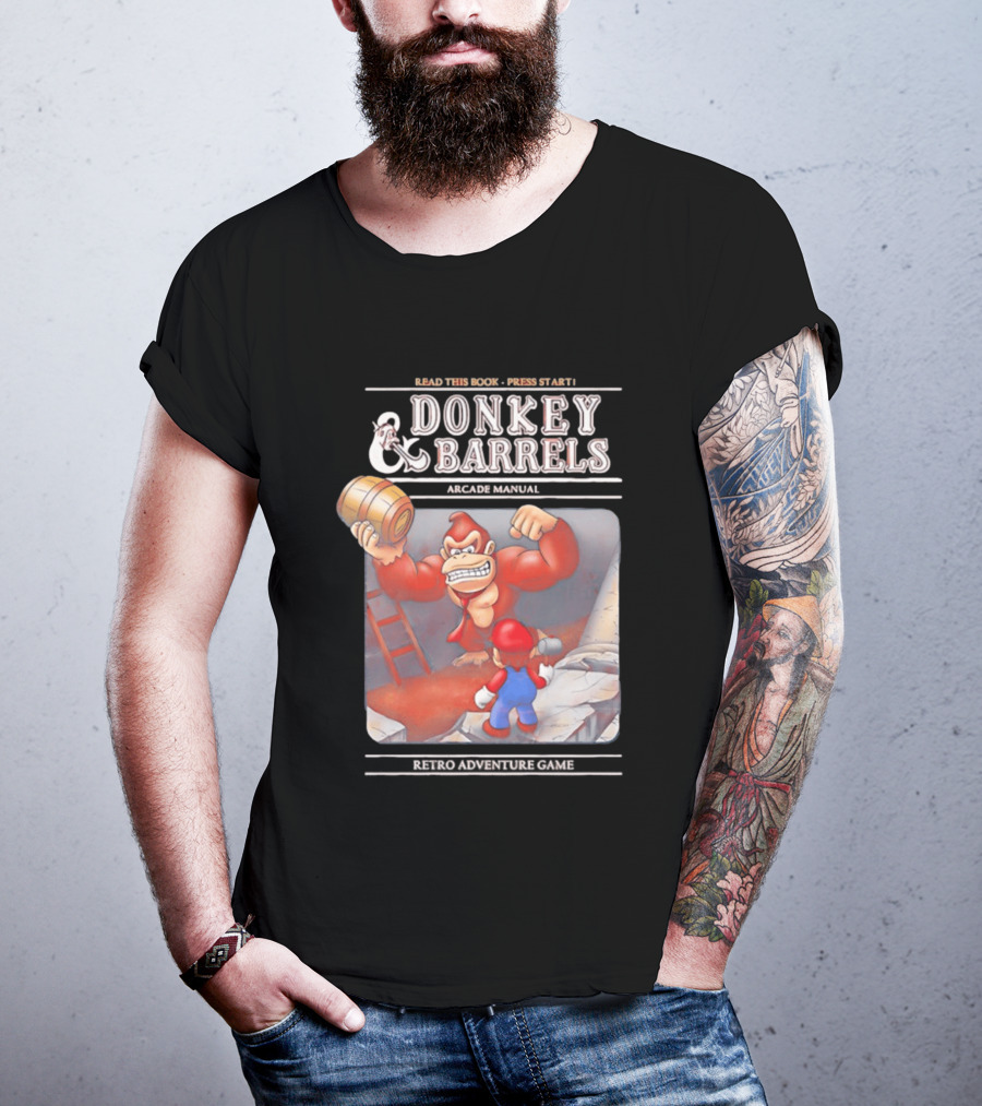 Read This Book Press Start Donkey And Barrels Arcade Manual Classic Video Game T-Shirt