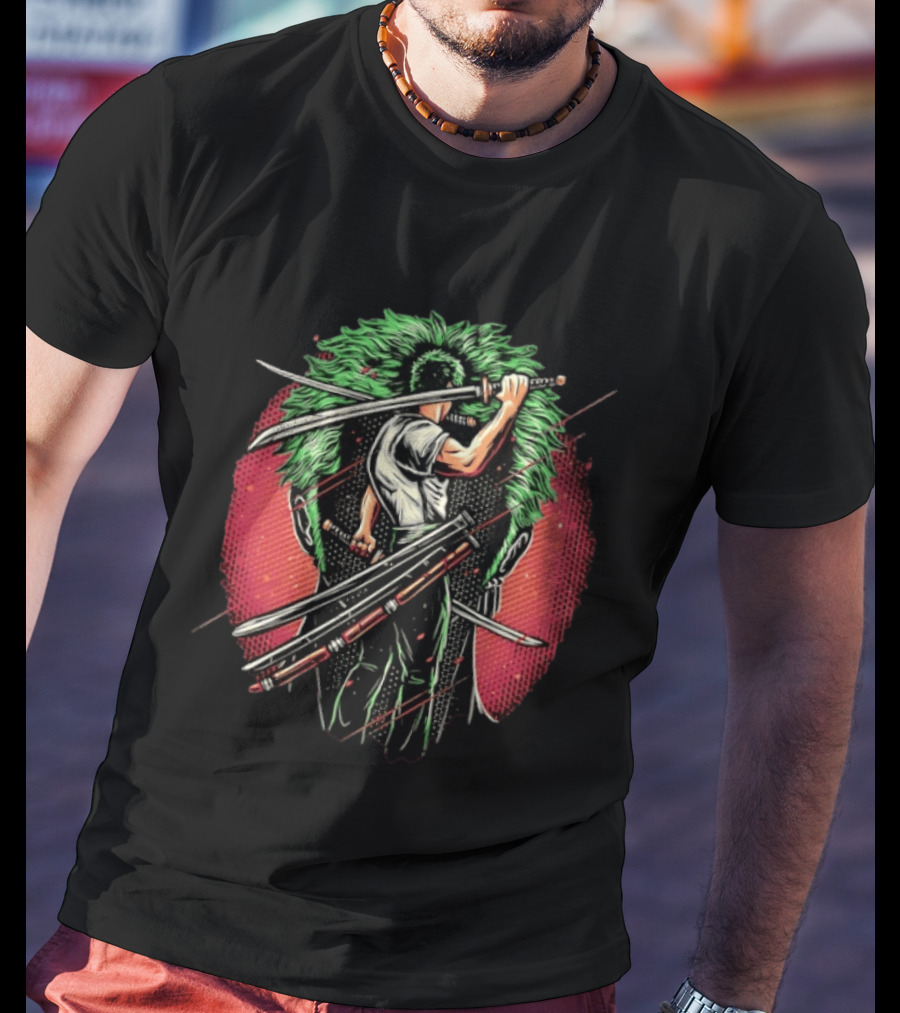 Roronoa Zoro One Piece Green Haired Swordsman Epic Battle Stance T-Shirt
