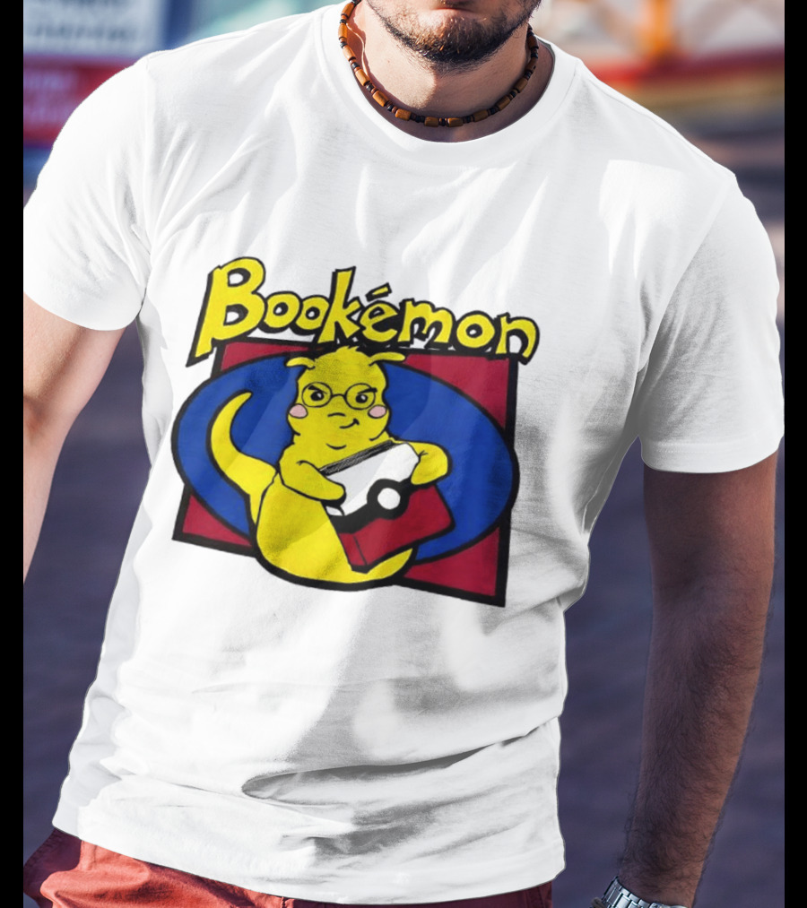 Bookemon Pikachu With Book And Pokeball T-Shirt