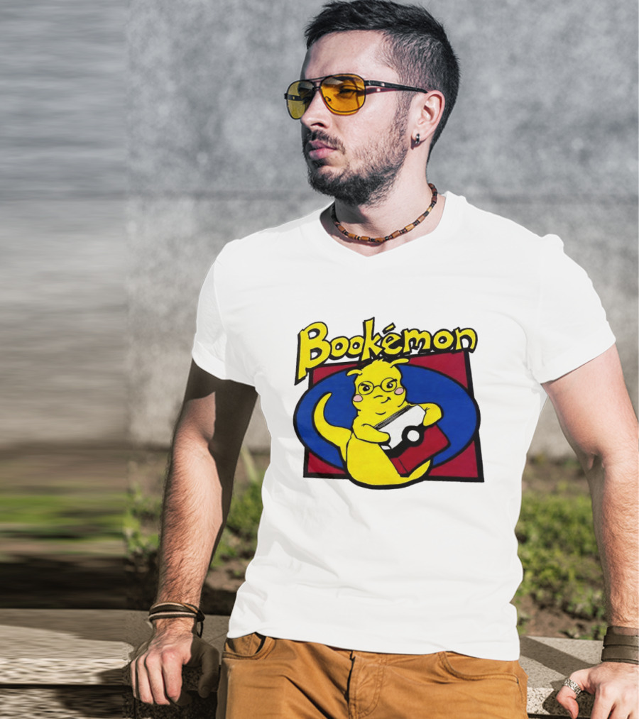 Bookemon Pikachu With Book And Pokeball T-Shirt