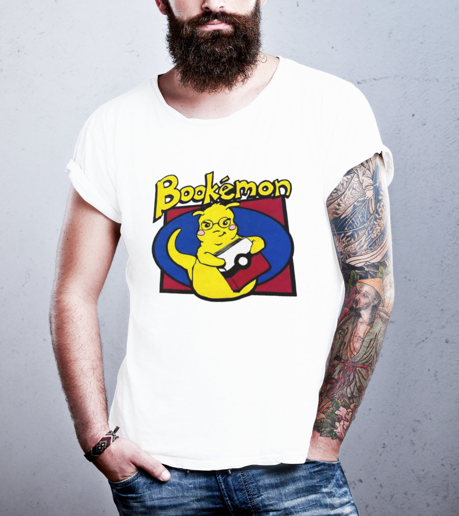 Bookemon Pikachu With Book And Pokeball T-Shirt