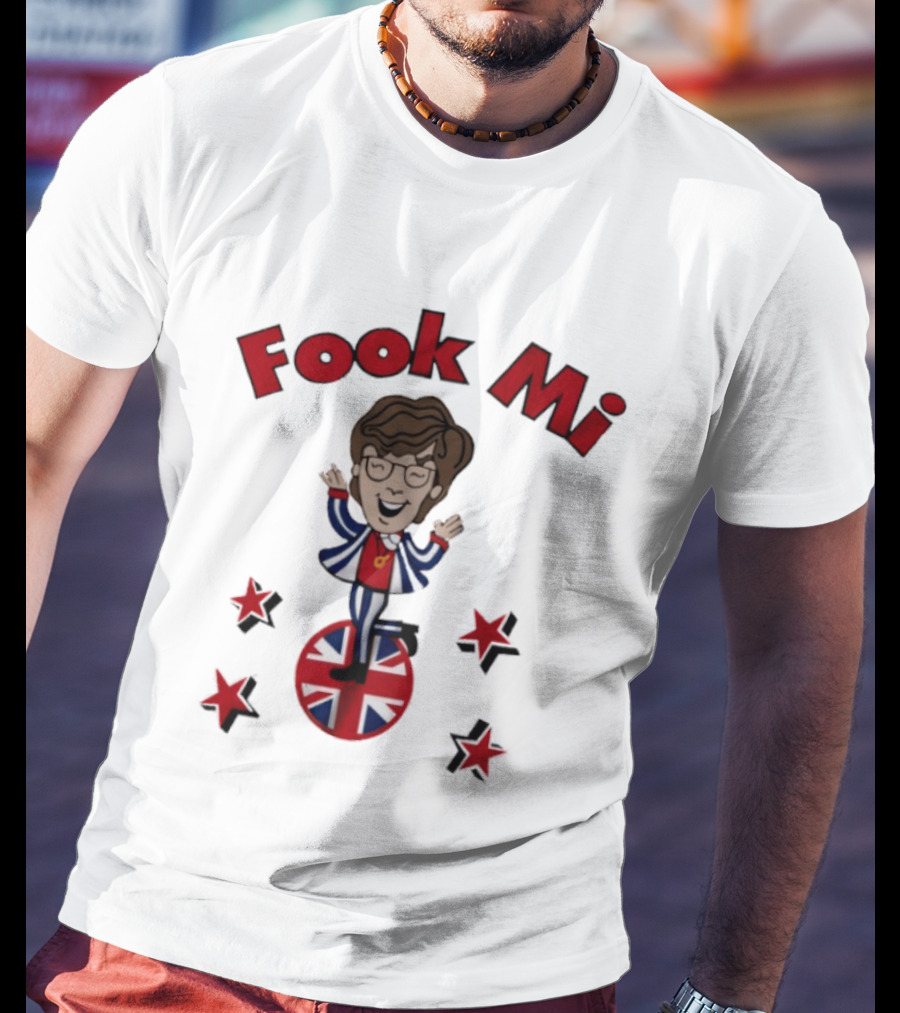 Fook Mi Austin Powers British Flag Character With Red Stars T-Shirt