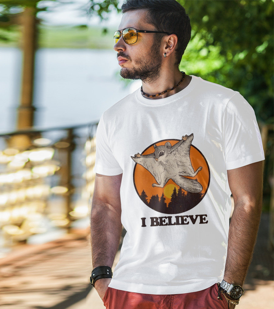 I Believe Flying Squirrel Sunset T-Shirt