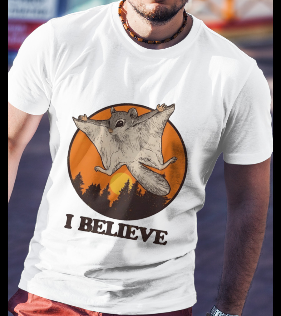 I Believe Flying Squirrel Sunset T-Shirt