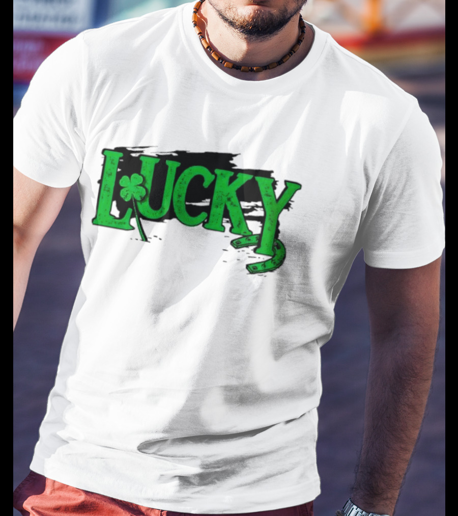 Lucky Green Horseshoe And Shamrock St. Patrick's Day T-Shirt