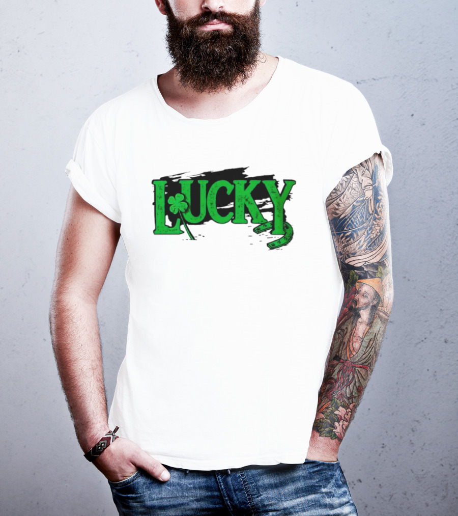 Lucky Green Horseshoe And Shamrock St. Patrick's Day T-Shirt