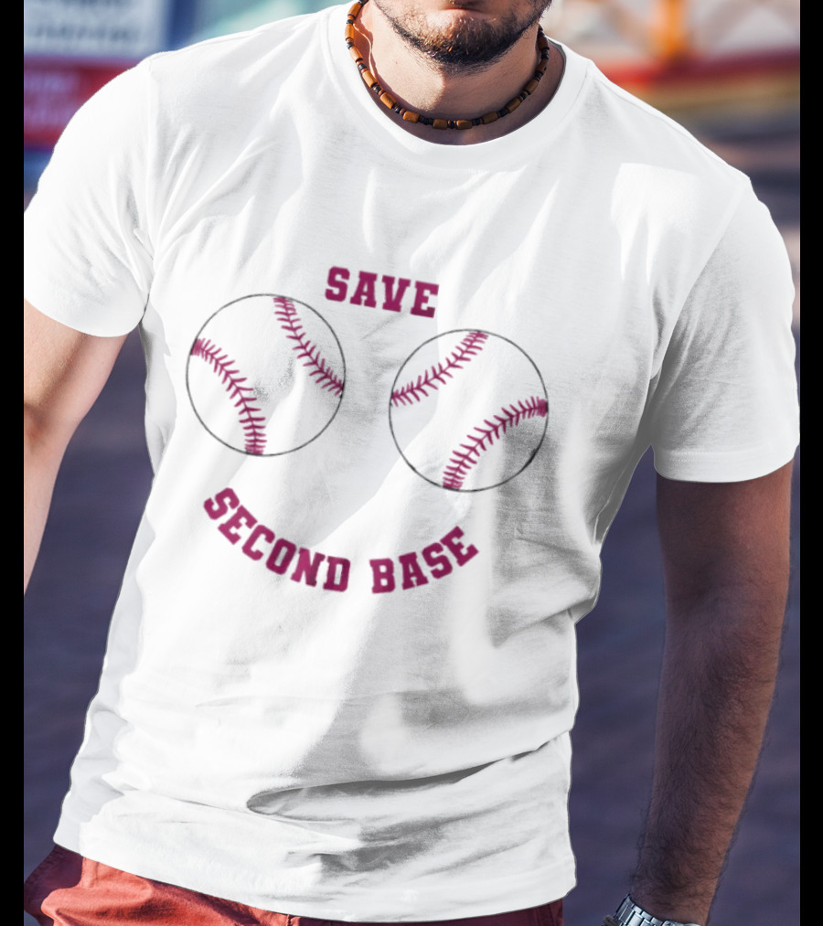 Save Second Base Breast Cancer Awareness Baseball T-Shirt