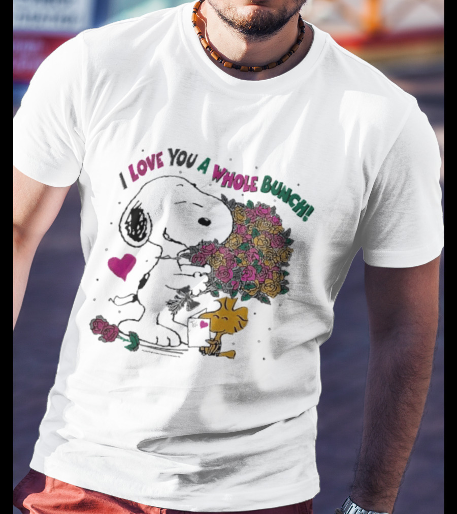 Snoopy I Love You A Whole Bunch Bouquet For Woodstock T-Shirt
