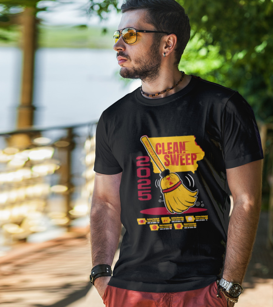 Iowa State Cyclones Clean Sweep 2025 Basketball Wrestling Volleyball Football T-Shirt