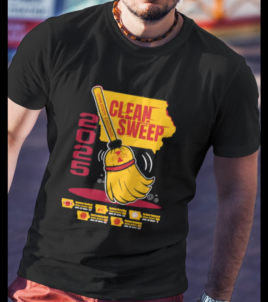 Iowa State Cyclones Clean Sweep 2025 Basketball Wrestling Volleyball Football T-Shirt
