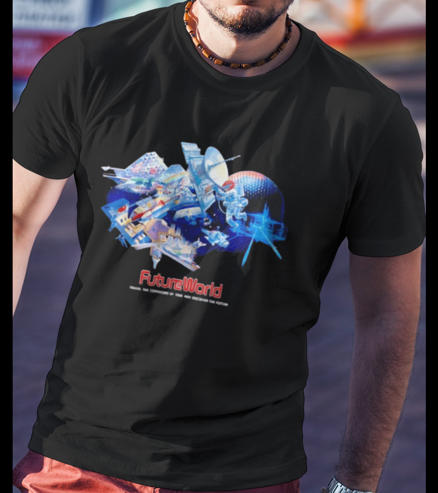FutureWorld Time Travel Adventures Spaceship And Satellite Exploration T-Shirt