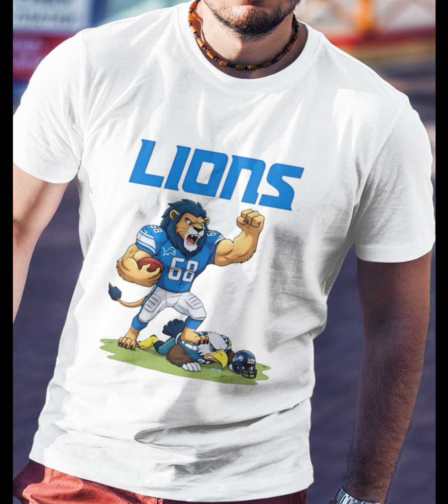 Detroit Lions Dominating Seahawks Rivalry Mascot Showdown T-Shirt