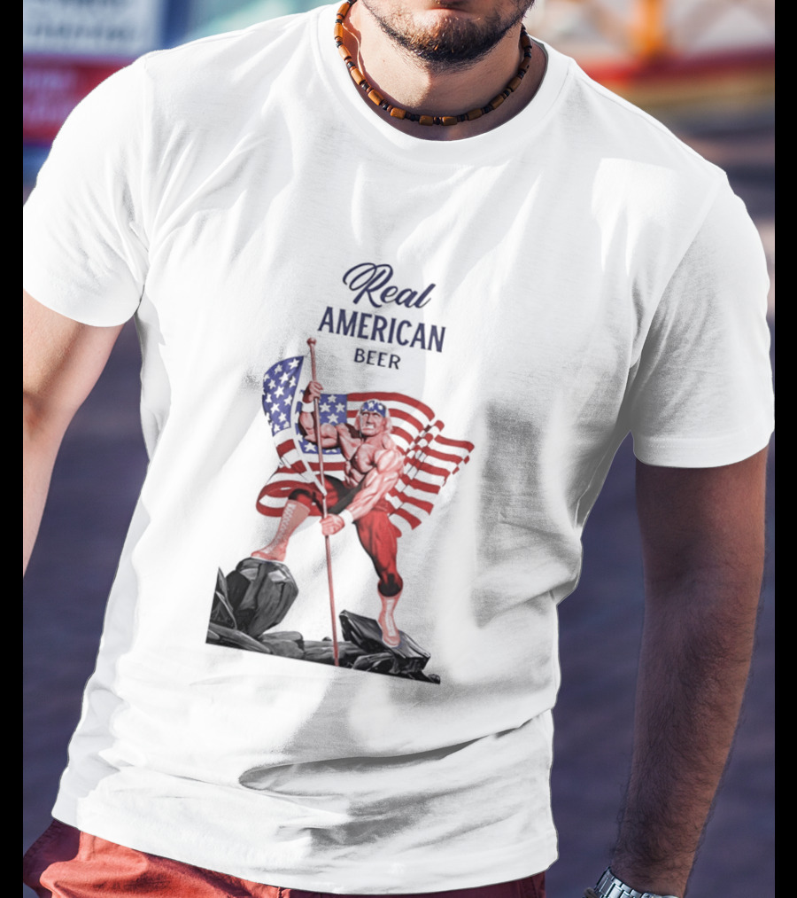 Real American Beer Hulk Hogan US Flag T-Shirt