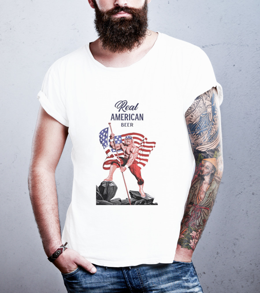Real American Beer Hulk Hogan US Flag T-Shirt