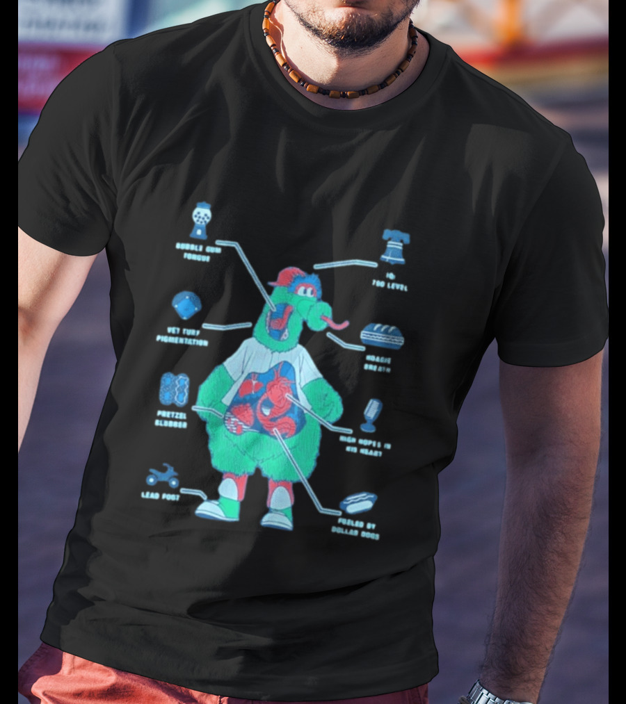 Philadelphia Phillies Phanatic Anatomy Of A Fuzz Monster T-Shirt