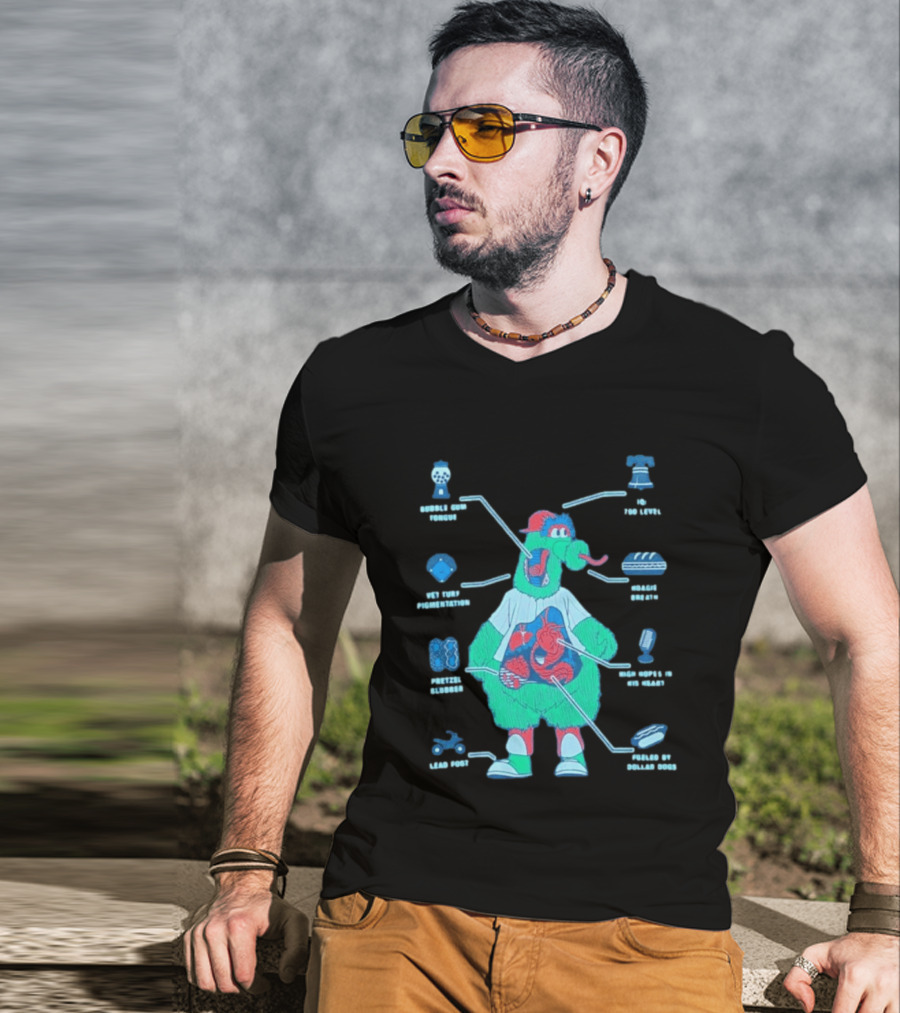 Philadelphia Phillies Phanatic Anatomy Of A Fuzz Monster T-Shirt
