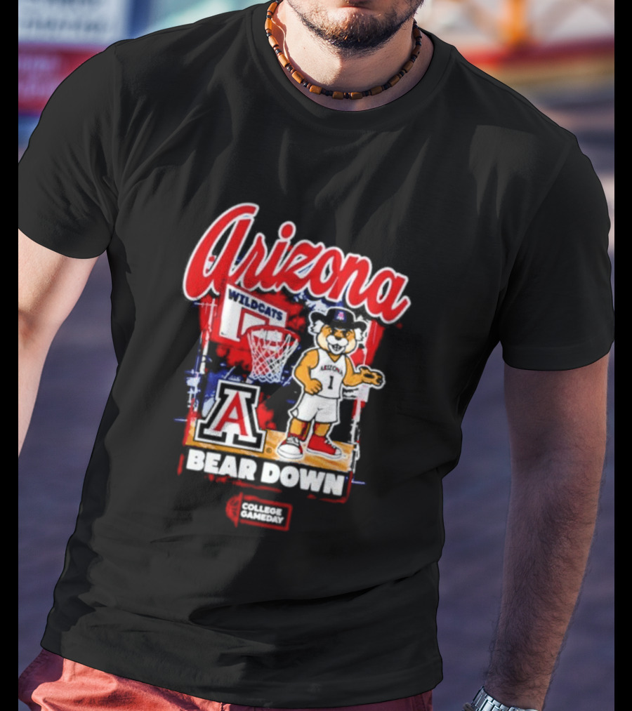 Arizona Wildcats Bear Down Basketball Mascot College Gameday T-Shirt