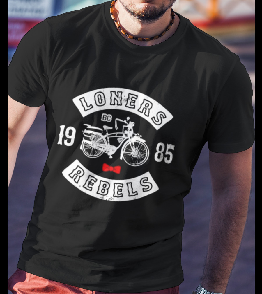 Loners Rebels 1985 Bicycle Club Vintage Motorcycle Red Bowtie T-Shirt