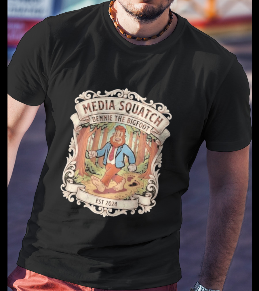 Media Squatch Bennie The Bigfoot Walking Forest EST 2024 T-Shirt