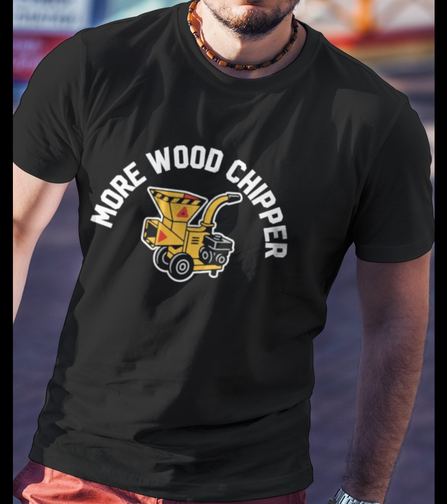 More Wood Chipper Machinery Icon With Yellow And Red Triangles T-Shirt